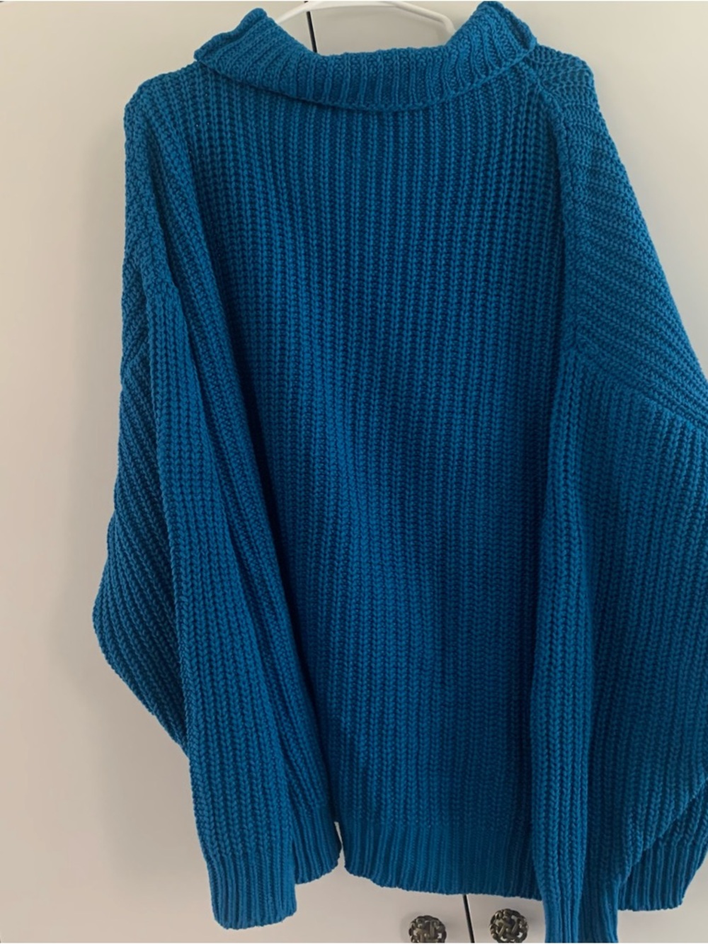 Free People Blue Ribbed Funnel Neck Sweater - Picture 3 of 7